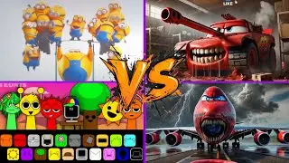 BRAINROT MINIONS 🆚 MCQUEEN TANK 🆚 SPRUNKI 🆚 MCQUEEN PLANE | Spin Wheel - Tiles Hop EDM Rush!