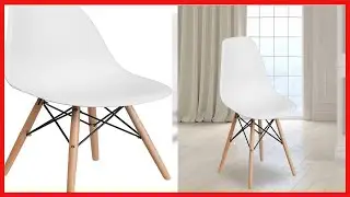 Flash Furniture Elon Series White Plastic Chair with Wooden Legs