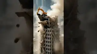 Excavator on the Roof? Tiny Building Collapses in Epic Fail #TinyWorkers #collapse #ConstructionFail