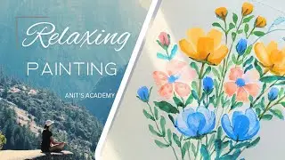 How to paint small and beautiful flowers/ water colour painting ideas/ Very easy painting technique 