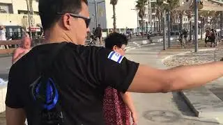 Mikey, Mommy, and Dadi taking walk at beach at Tel Aviv Part 4