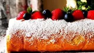 Пандишпаново Руло🍓 Лесна рецепта крем Шантили и ягоди.