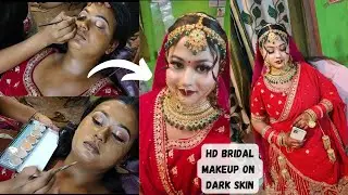 HD Bridal Makeup On Dark Skin Step By Step Tutorial For Beginners// HD Bridal Makeup Products//