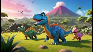 Row Row Your Dinosaur | Fun Dinosaur Boat Song for Kids | Prehistoric Adventure Rhyme