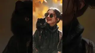 Girl and cat &mdash; a moment of autumn warmth
