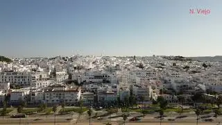Conil de la Frontera desde el aire, La Janda,  Cadiz, Andalucía.
