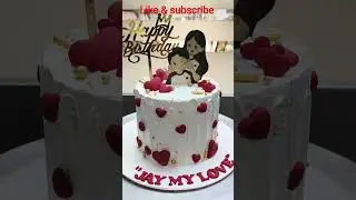 &ldquo;💖 Romantic Couple Cake | White Drip Design, Red Hearts & Aesthetic Decoration 🎂✨ #shorts