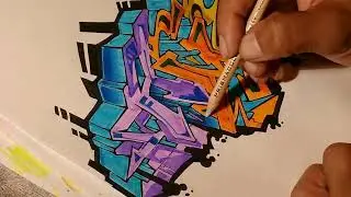 Граффити в стиле Wildstyle, рисунок, таймлапс, только хип-хоп музыка, имя Амелия