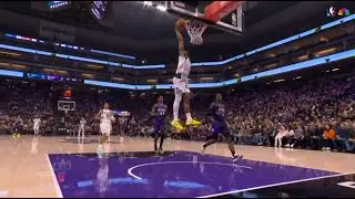 Brandon Williams with the fastbreak dunk, AD with a block and then gets blocked shortly after