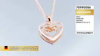 Kaufbei Schmuck | Herz-Anh&auml;nger aus 585 Rotgold mit Zirkonia