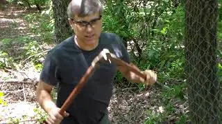 Testing different tools to cut fencing in a emergency.