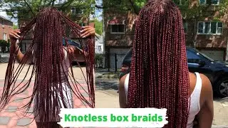 Easy red knotless box braids tutorial | beginner friendly