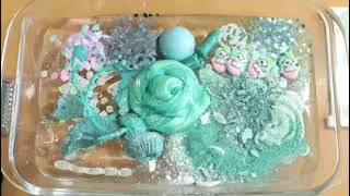 'Mint' mixing, Mint Eye Shadow, Makeup and Glitter into Slime ⭐ ASMR ⭐ Satisfying Slime Video.
