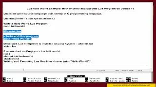 Lua Hello World Example -How To Write and Execute Lua Program on Debian 11