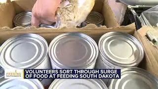 Volunteers sort through surge of food at Feeding South Dakota