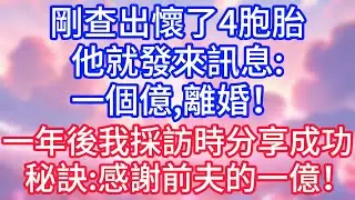 【情感故事】剛查出懷了4胞胎，他就發來訊息：一個億，離婚！一年後我採訪時分享成功秘訣：感謝前夫的一億！#故事 #人生哲理