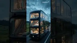 Black Triple Decker Luxury RV at Full Speed  Futuristic Moving Mansion  AI Animation 4K
