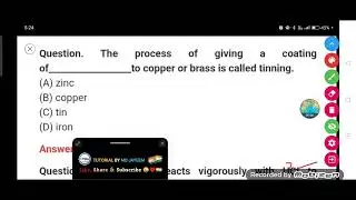 The process of giving a coating of _____ to copper or brass is called tinning.