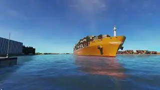 Ship Simulato:Container ship arrives at Eemhaven in Rotterdam, Netherlands