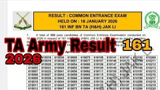 🪖TA Army result 2026 🇮🇳.  161 battalion TA Srinagar Jammu and Kashmir 🇮🇳🇮🇳