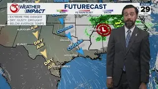 Cold front arrives in the Coastal Bend Tuesday night; extreme fire danger, Wednesday