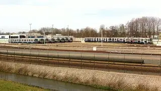 RET Metro 5234+5214 met acht SG2 rijtuigen op remise 's-Gravenweg in Rotterdam