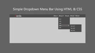 Simple Dropdown Menu Bar Using HTML & CSS