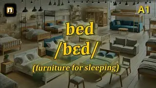 [n] Bed meaning (furniture for sleeping) with 5 examples