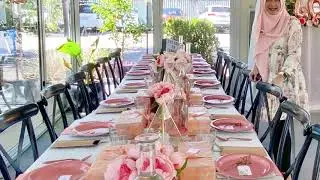 A Rose Gold and Peach Themed Table Setting Ideas for 40th Birthday -