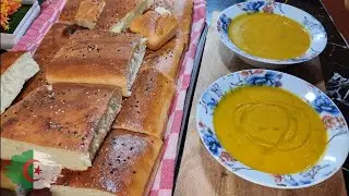 خبز الدار مع حساء الخضار والدجاج 👌البنة ياسلام