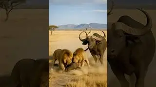 Wildlife Showdown: Bull vs Lions # #AnimalAttack #Wildlife #EpicRescue  #ShockingMoment #animals