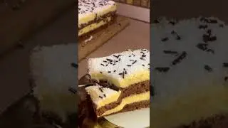 Prăjitura RAPIDA cu crema de vanilie și blat de cacao  