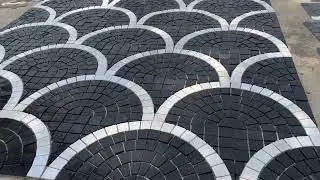 Fan Shape Granite Cube StoneMesh Back Paving Stone