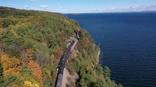 Drone video of a Canadian Pacific Train in Keeseville NY.