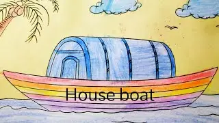 house boat drawing for kids/DD's Design/easy drawing/simple boat house /