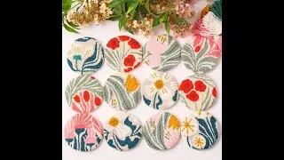 Flower punch needle coaster kit set