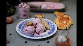 Pomegranate Gelato Paired with Madeleines #desserts #gelato #icecream