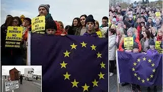 Irish protesters join forces to demonstrate against Brexit hard border