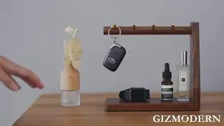 Solid Wood Key Organizer with 6 Key Hooks and Storage Platform, No Installation Required