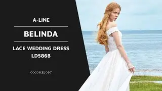 Dress BELINDA | A-Line Chapel Train Sequined Lace Wedding Dress LD5868 | COCOMELODY