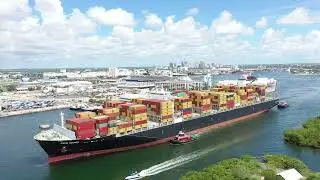 The largest cargo ship to ever call at Port Everglades, MSC&rsquo;s Cape Sounio