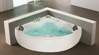 Whirlpool Eck Badewanne Monaco Eckwanne mit 12 Massage D&uuml;sen LED Spa 145x145 cm g&uuml;nstig