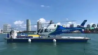  AgustaWestland AW119 Mk II Koala taking off from boat in Miami Beach 