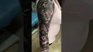 Tiger with roses tattoo #Shorts