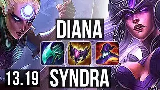 DIANA vs SYNDRA (MID) | 2.4M mastery, 7/2/7, 400+ games | EUW Master | 13.19