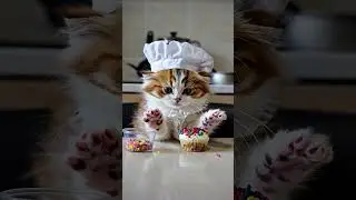 Kitten preparing a cupcake 🧁 #catlover #cutecat #kittenslovers