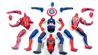 ASSEMBLE AVENGERS TOYS.. CAPTAIN AMERICA vs IRONMAN vs SPIDERMAN MILES MORALES vs RED SPIDERMAN.. 