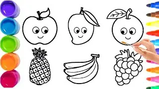 Shapes songs for kids 🍇🍉🍏 Fruits shapes easy drawing for kids and toddler 🍑🥭
