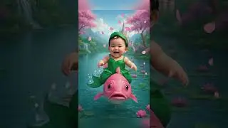 Cute Baby Riding Fish 😂 😍 😂#shorts #cute #babylaughing #funnybabyvideos