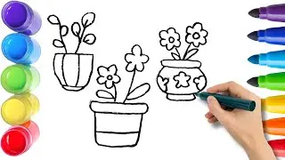 How To Draw cute flower Drawing, Painting & Coloring For Kids and Toddlers_🌈🎨